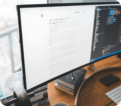 Computer monitor in a workspace