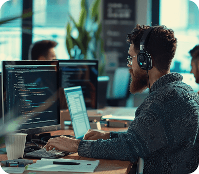 Developer working on code